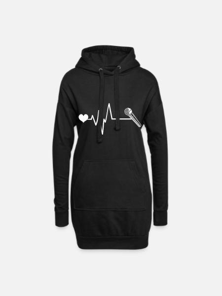 Mikrofon Puls Herzschlag - Hoodie-Kleid - Schwarz