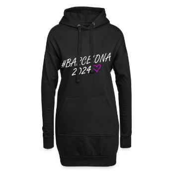 Barcelona 2024 Herz Reise - Hoodie-Kleid - Schwarz - Vorne