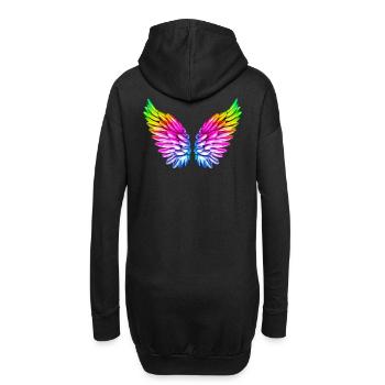 LGBT Ailes anges ailes coloré arc-en-ciel - Sweat-shirt à capuche long Femme - noir - Dos
