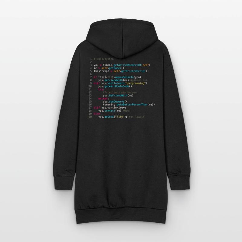 Être amis avec les programmeurs (en Python) Sweat-shirt à capuche long Femme