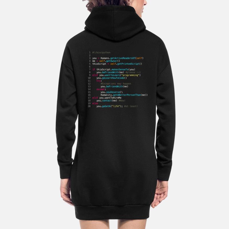 Être amis avec les programmeurs (en Python) Sweat-shirt à capuche long Femme