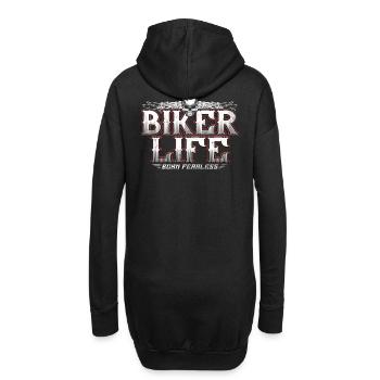 t-shirt tête de mort motard - Sweat-shirt à capuche long Femme - noir - Dos