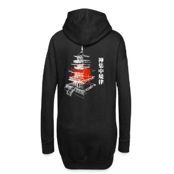 Pagode Zen en rouge abstrait - Sweat-shirt à capuche long Femme - noir - Dos