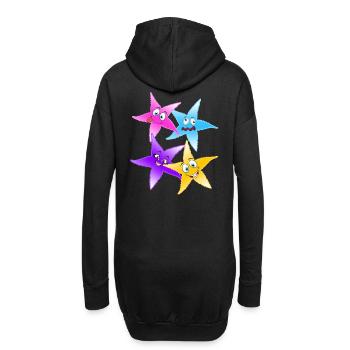Vivid Star Quartett Spaß-Cartoon-Stars - Hoodie-Kleid - Schwarz - Hinten