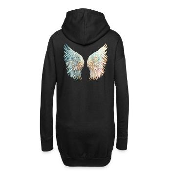 Verspiegelte pastellfarbene Engelsflügel - Hoodie-Kleid - Schwarz - Hinten