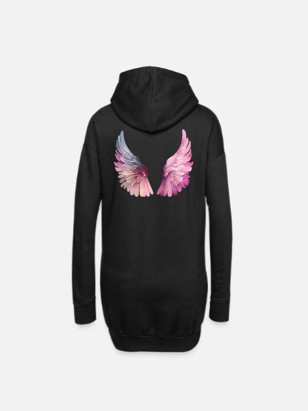 Pastellfarbene Aquarellflügel für Frauen - Hoodie-Kleid - Schwarz