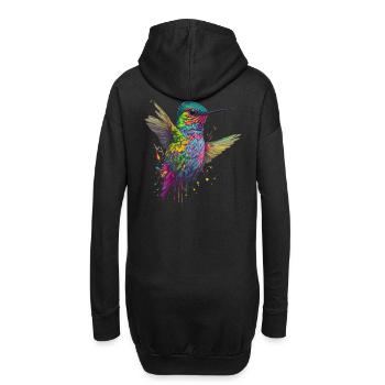 Farbexplosion Kolibri Kunstwerk - Hoodie-Kleid - Schwarz - Hinten