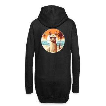 Lama sur la plage avec des lunettes de soleil - Sweat-shirt à capuche long Femme - noir - Dos