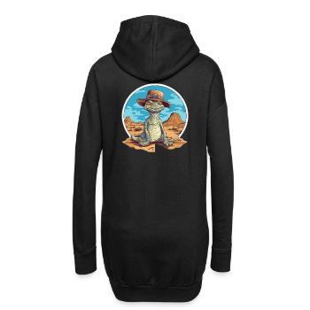 Dinosaure créatif avec chapeau dans le désert - Sweat-shirt à capuche long Femme - noir - Dos