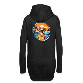Chien avec coucher de soleil sur la plage - Sweat-shirt à capuche long Femme - noir - Dos