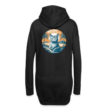 Tropischer Katzenzauber im Sonnenuntergang - Hoodie-Kleid - Schwarz - Hinten