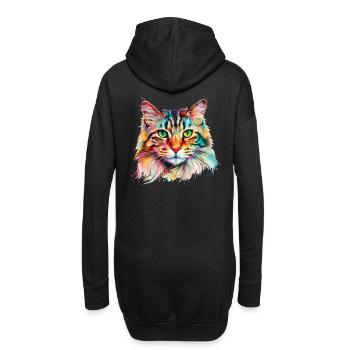 Bunte psychedelische Maine Coon Katze - Hoodie-Kleid - Schwarz - Hinten