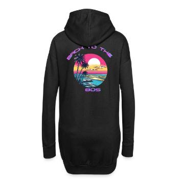 Retro Sonnenuntergang Strand Design - Hoodie-Kleid - Schwarz - Hinten