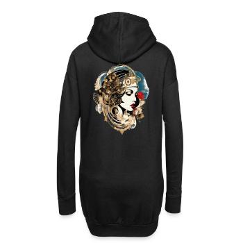 Femme esthétique avec motif technologique - Sweat-shirt à capuche long Femme - noir - Dos