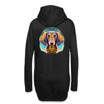 Dackel - Hoodie-Kleid - Schwarz - Hinten