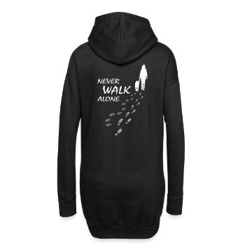 Never walk alone - Hund Frauchen Gassi, Backprint - Hoodie-Kleid - Schwarz - Hinten