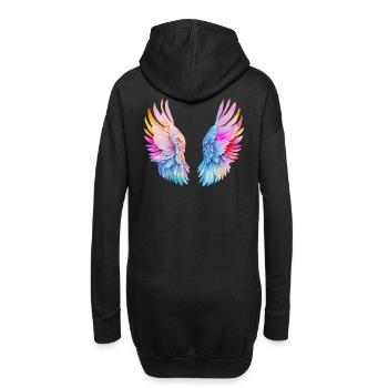 Regenbogen-Engelsflügel - Hoodie-Kleid - Schwarz - Hinten