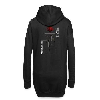 Ephemerality Rose Japanische Schrift Soft Grunge - Hoodie-Kleid - Schwarz - Hinten