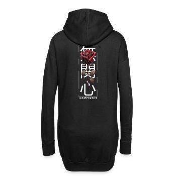 Indifferent Rose Japanische Schrift Edgy Aesthetic - Hoodie-Kleid - Schwarz - Hinten
