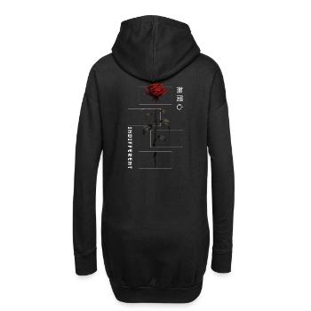 Indifferent Rose Japanische Schrift Edgy Aesthetic - Hoodie-Kleid - Schwarz - Hinten