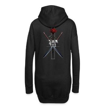 Schwerter Rose Brave Warrior Japanische Schrift - Hoodie-Kleid - Schwarz - Hinten