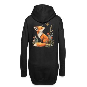 Renard et papillon - Sweat-shirt à capuche long Femme - noir - Dos