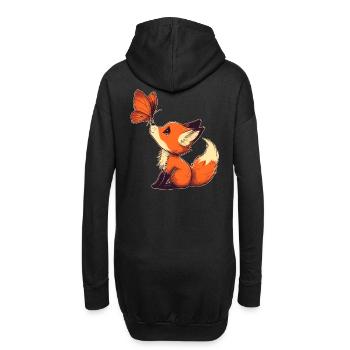 Renard avec papillon - Sweat-shirt à capuche long Femme - noir - Dos