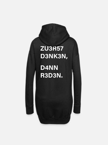 zuerst denken dann reden Spruch fake news - Hoodie-Kleid - Schwarz