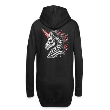 Flammendes Skelettross - Hoodie-Kleid - Schwarz - Hinten