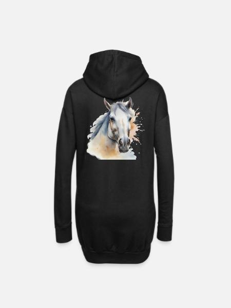 Pferdekopf Pferd Pferde Ross Gaul Hengst - Hoodie-Kleid - Schwarz