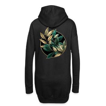 Elegante Pflanzen - Hoodie-Kleid - Schwarz - Hinten