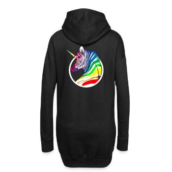 Regenbogen Einhorn Zebra - Hoodie-Kleid - Schwarz - Hinten