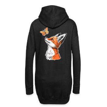 Renard avec papillon - Sweat-shirt à capuche long Femme - noir - Dos