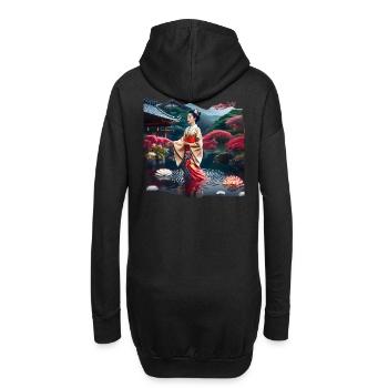 Japanische Dame - Hoodie-Kleid - Schwarz - Hinten