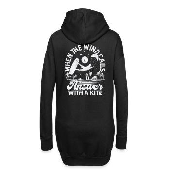 Quand le vent appelle, répondez avec un cerf-volant - Sweat-shirt à capuche long Femme - noir - Dos
