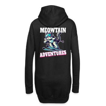 Meowtain Abenteuer – Skifahrende Katze - Hoodie-Kleid - Schwarz - Hinten
