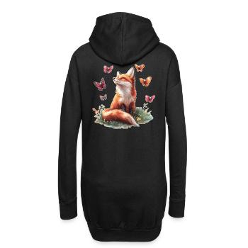 Renard avec des papillons - Sweat-shirt à capuche long Femme - noir - Dos