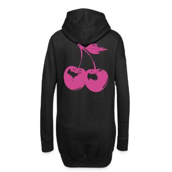 Retro Kirschen Motiv – Pink Rockabilly Look - Hoodie-Kleid - Schwarz - Hinten