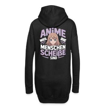 Anime-Mädchen mit humorvollem Spruch - Hoodie-Kleid - Schwarz - Hinten