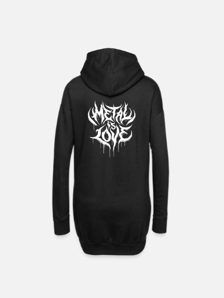 Metal is Love – Heavy Metal Schriftzug Design - Hoodie-Kleid - Schwarz