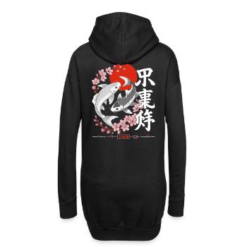 Koi - yin yang japon - Sweat-shirt à capuche long Femme - noir - Dos