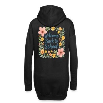 Retour à l'École Design Floral - Sweat-shirt à capuche long Femme - noir - Dos