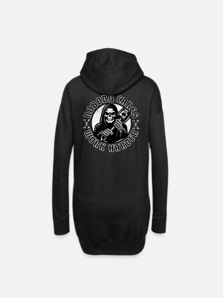 Biker Motorradfahrer Motorrad Chopper Work Harder - Hoodie-Kleid - Schwarz