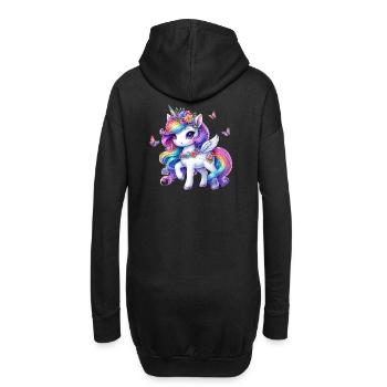 Ailes de licorne fleur arc-en-ciel - Sweat-shirt à capuche long Femme - noir - Dos