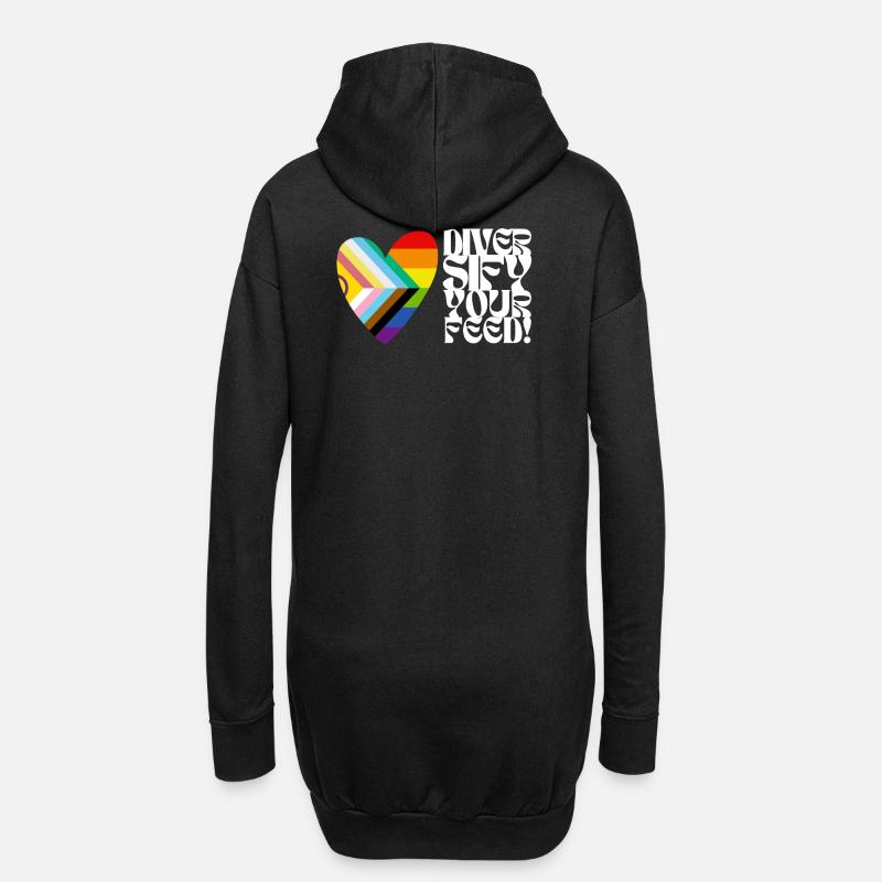 🌈♿ Diversify Your Feed–Progress Pride&Disability - Hoodie Dress - black