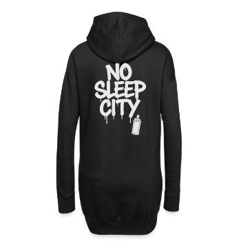 No Sleep City - Street Art, bombe aérosol blanche - Sweat-shirt à capuche long Femme - noir - Dos