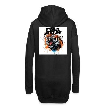 Ewige Tiger-Pose - Hoodie-Kleid - Schwarz - Hinten