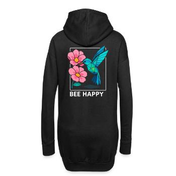 Bonheur des abeilles, amour colibri, bonheur floral - Sweat-shirt à capuche long Femme - noir - Dos