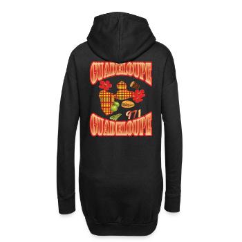 Carte de la Guadeloupe  style madras 971 gwada - Sweat-shirt à capuche long Femme - noir - Dos