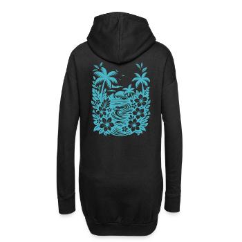 Beach Tropische Lagune Silhouette - Hoodie-Kleid - Schwarz - Hinten